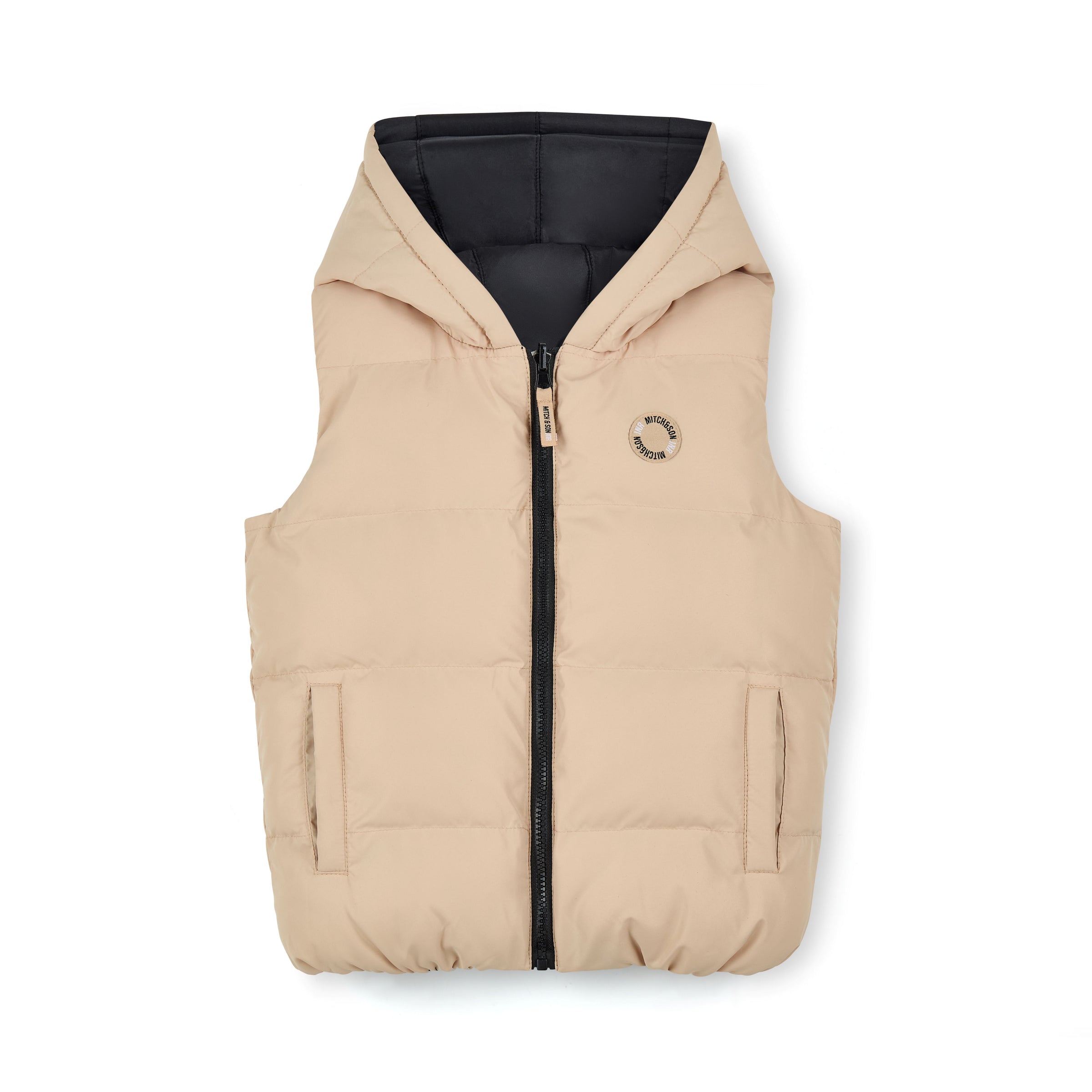 AW25 Mitch & Son JNR JAMES Black & Beige Reversible Gilet