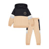AW25 Mitch & Son JNR LANDON Beige & Black Logo Stripe Hoody Tracksuit