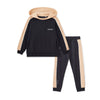 AW25 Mitch & Son JNR LAWRENCE Black Beige & White Logo Stripe Hoody Tracksuit