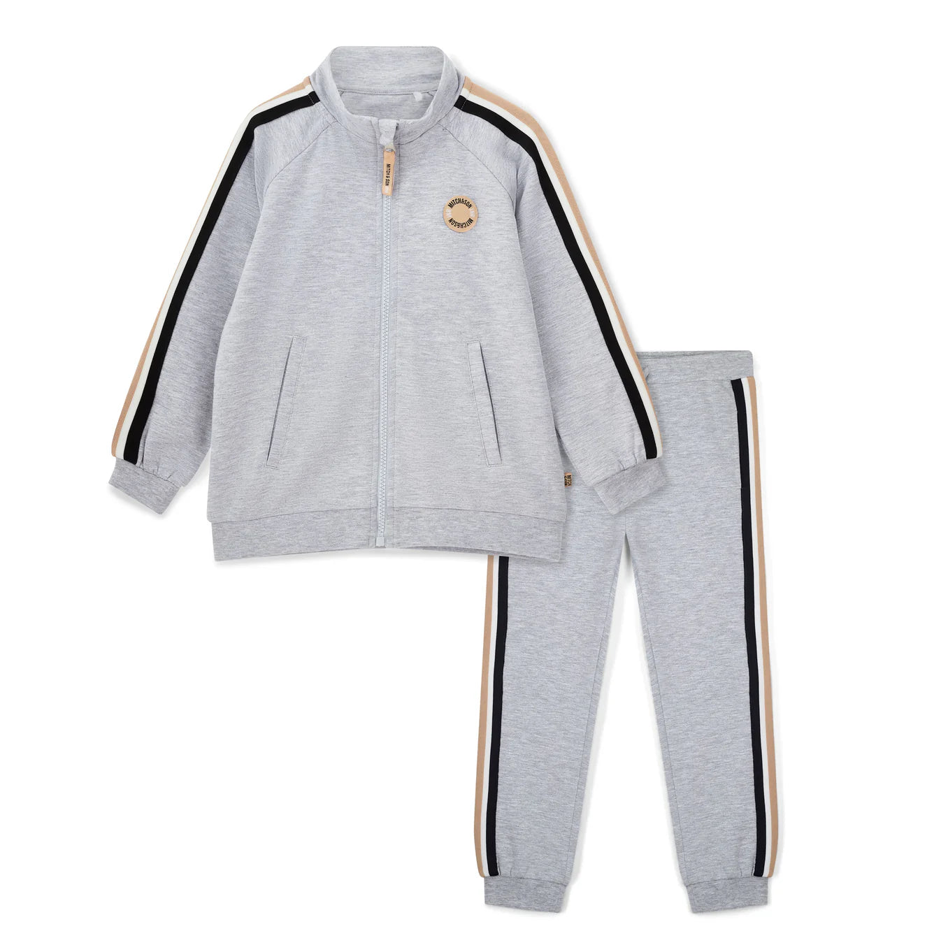 AW25 Mitch & Son JNR LORENZO Grey Beige & White Zipper Tracksuit
