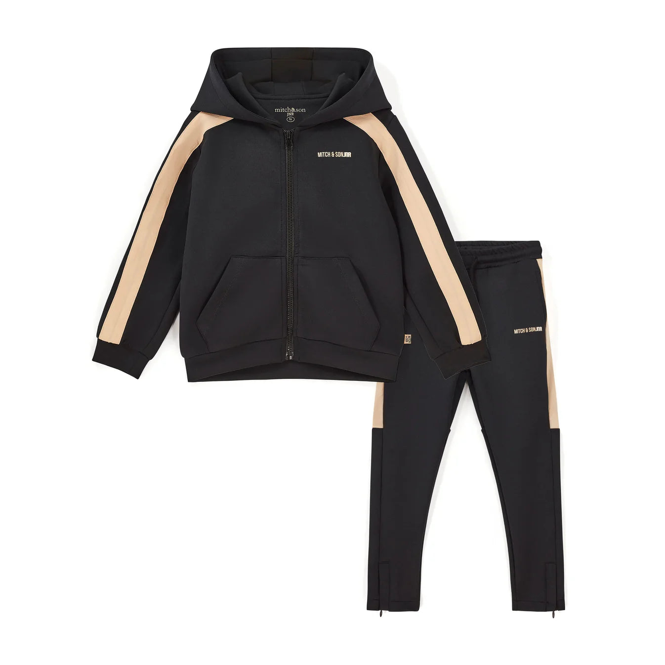 AW25 Mitch & Son JNR LUCAS Black & Beige Zipper Tracksuit