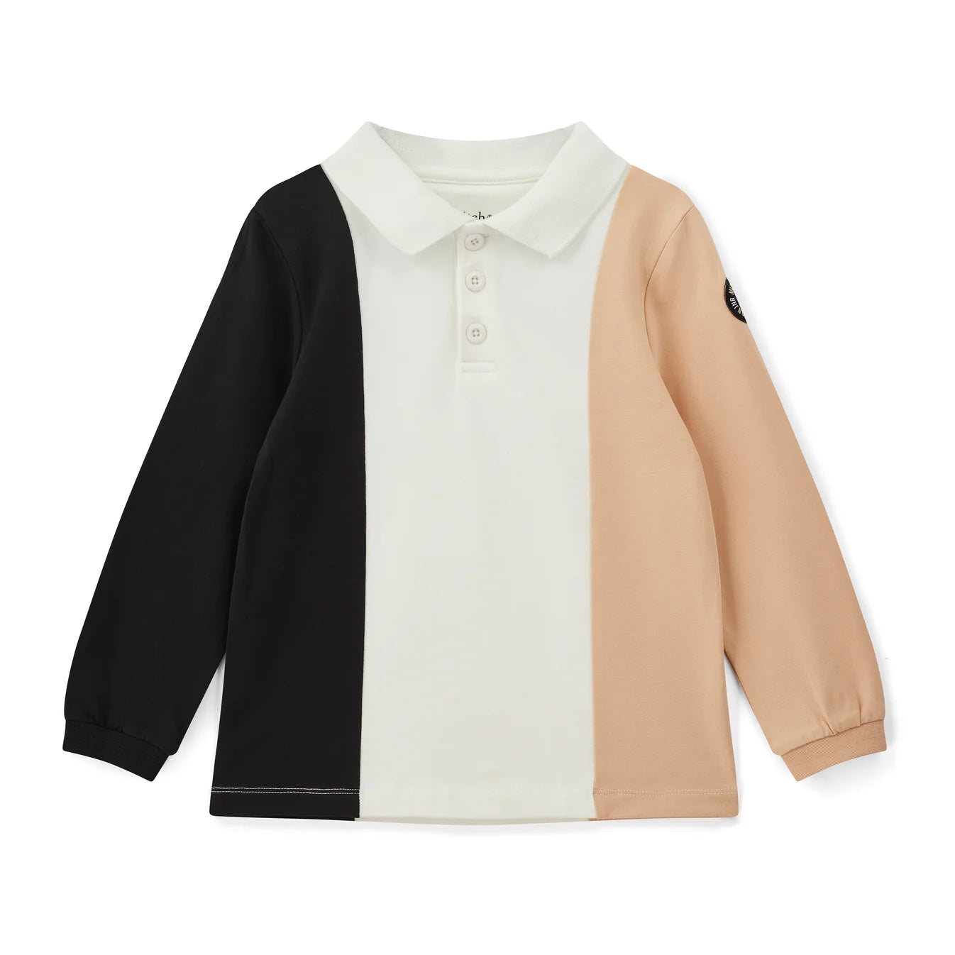AW25 Mitch & Son JNR JACE White Beige & Black Colour Block Polo Shirt