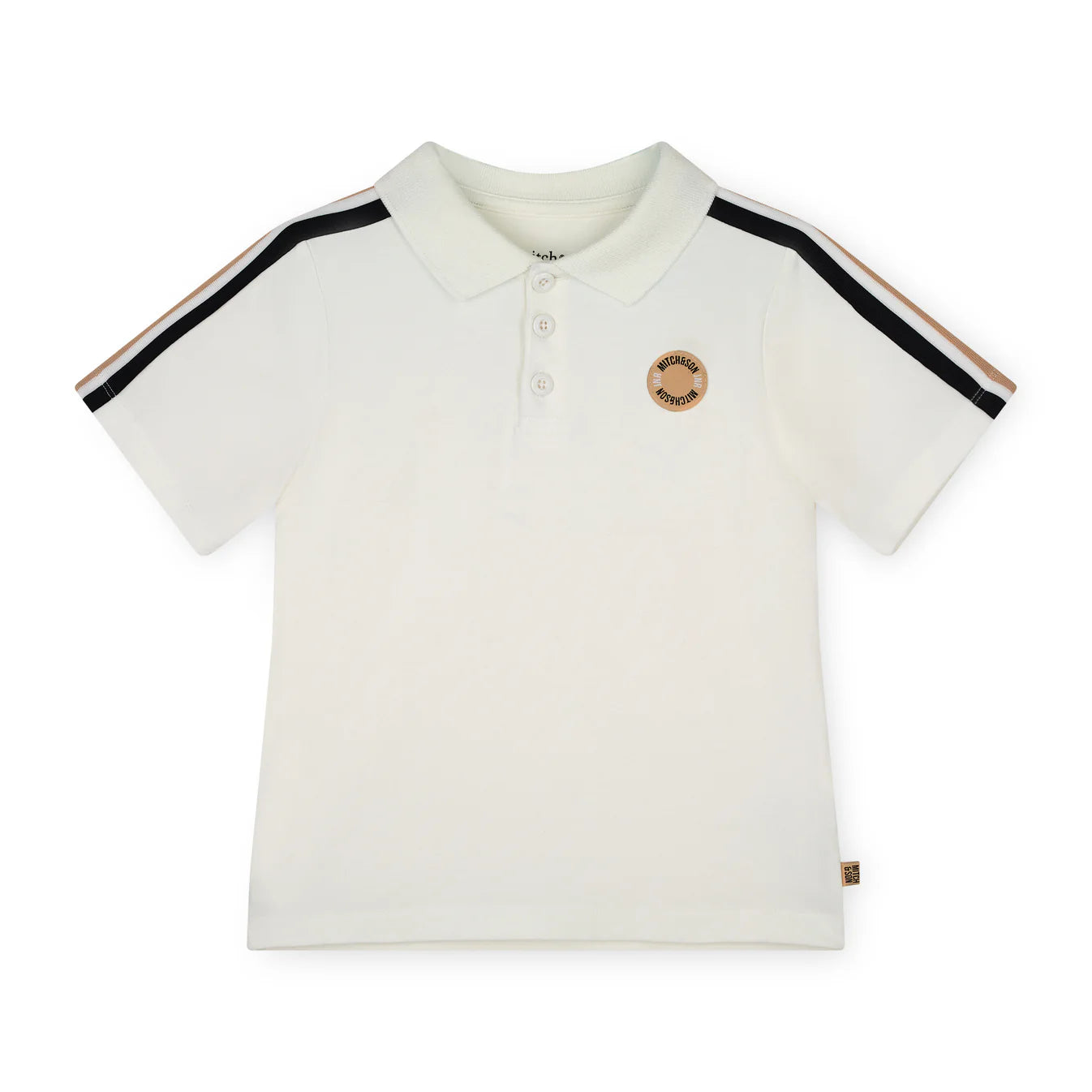 AW25 Mitch & Son JNR LENNOX White Beige & Black Tape Polo Shirt