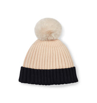 AW25 Mitch & Son JNR JIMMY Beige & Black Pom Pom Knitted Hat