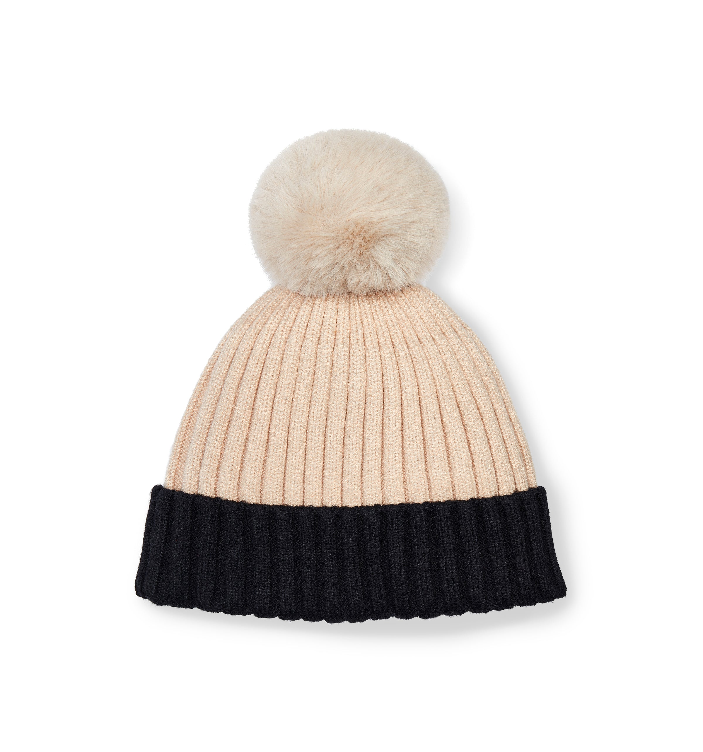 AW25 Mitch & Son JNR JIMMY Beige & Black Pom Pom Knitted Hat
