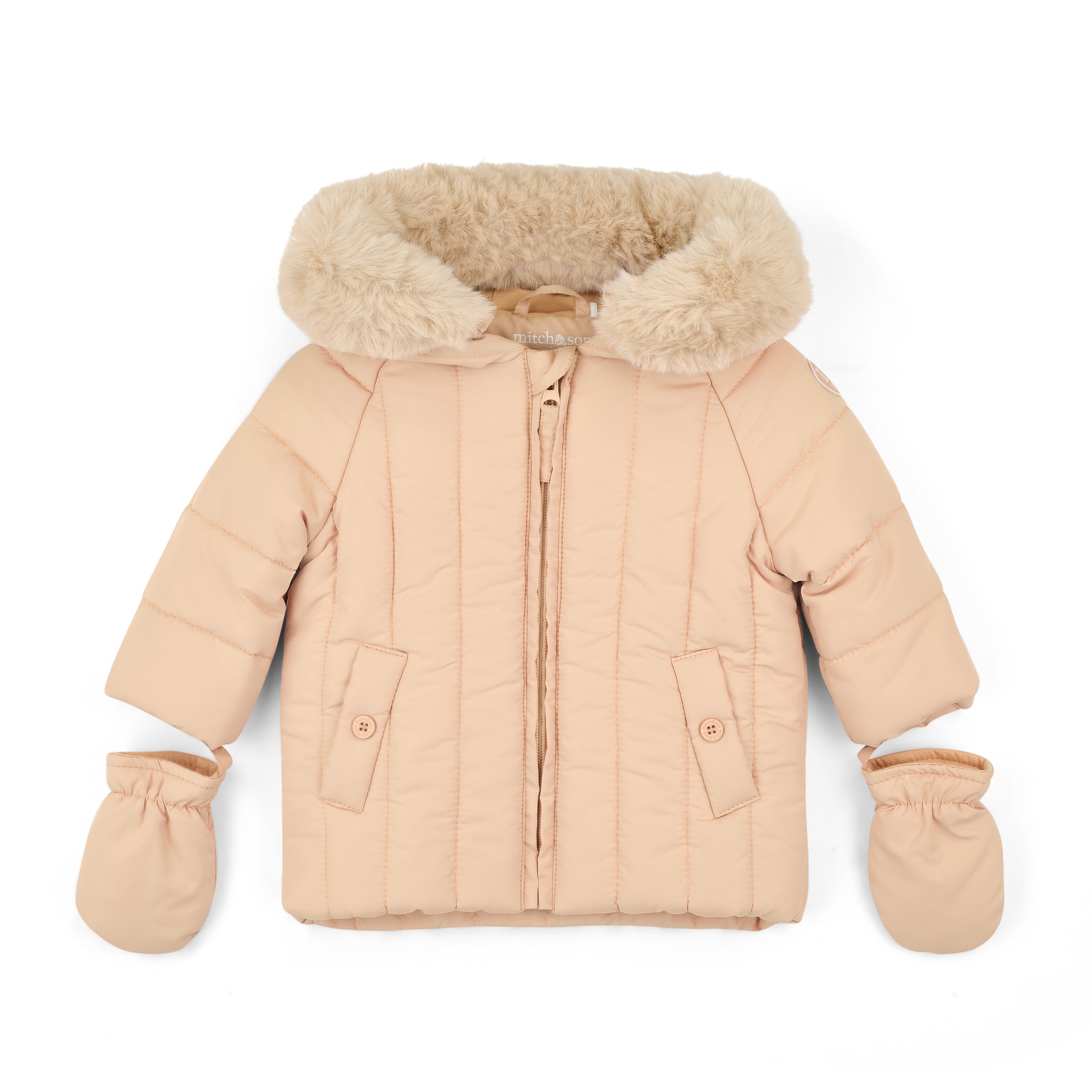 AW25 Mitch & Son Mini MIKEY Beige Coat With Mittens