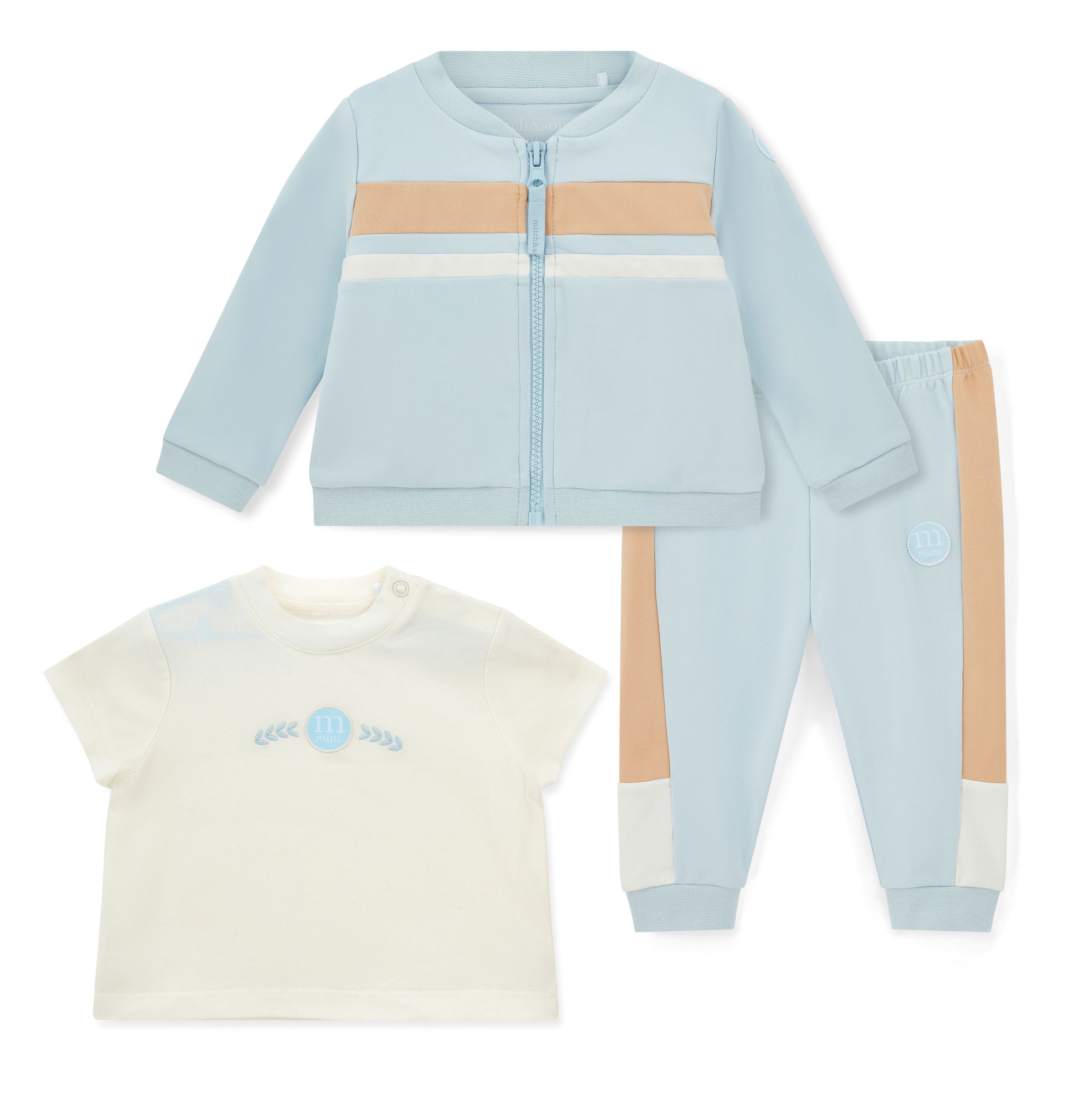 AW25 Mitch & Son Mini MILES Blue Beige & White Three Piece Tracksuit