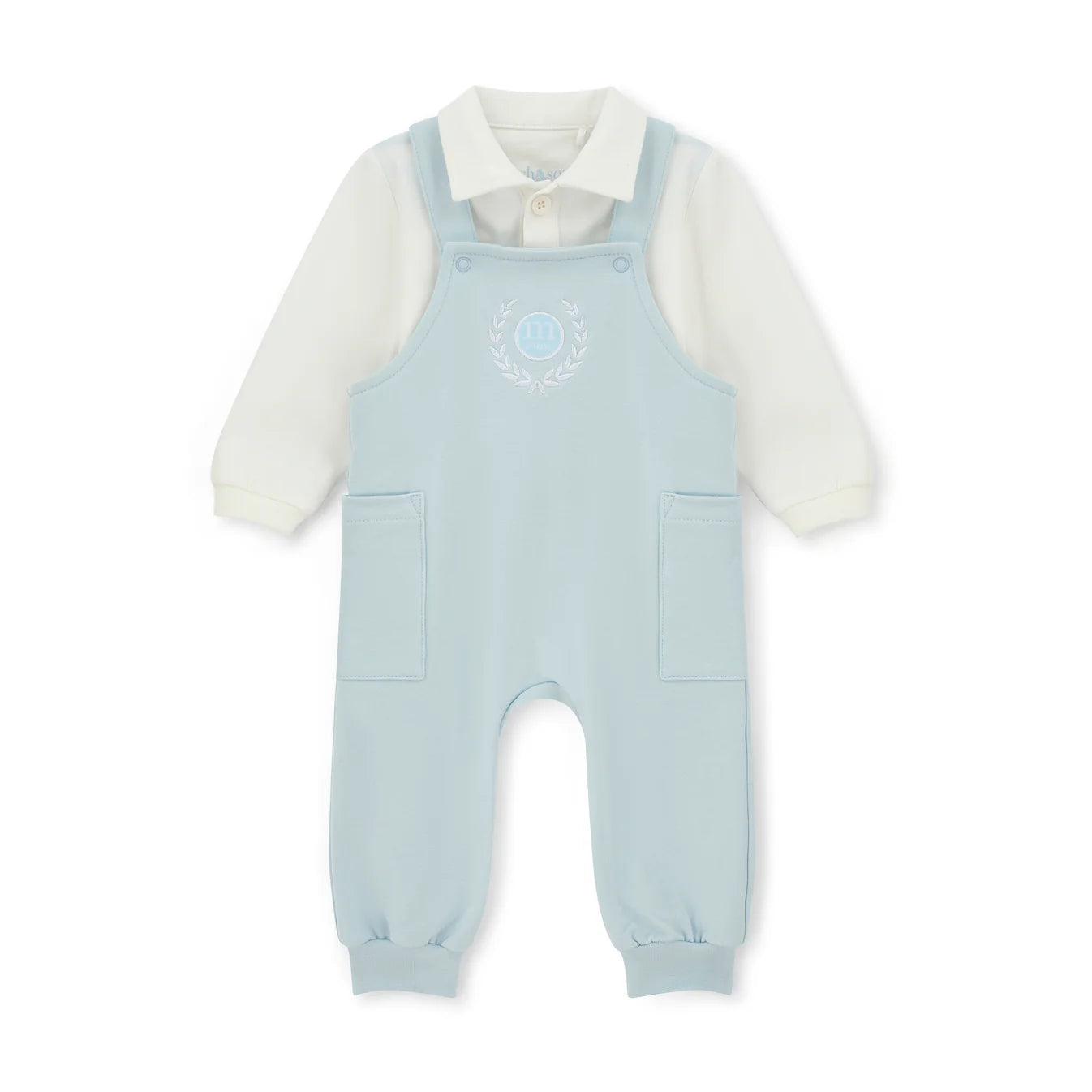AW25 Mitch & Son Mini MARSHALL Blue & White Dungarees Polo Set