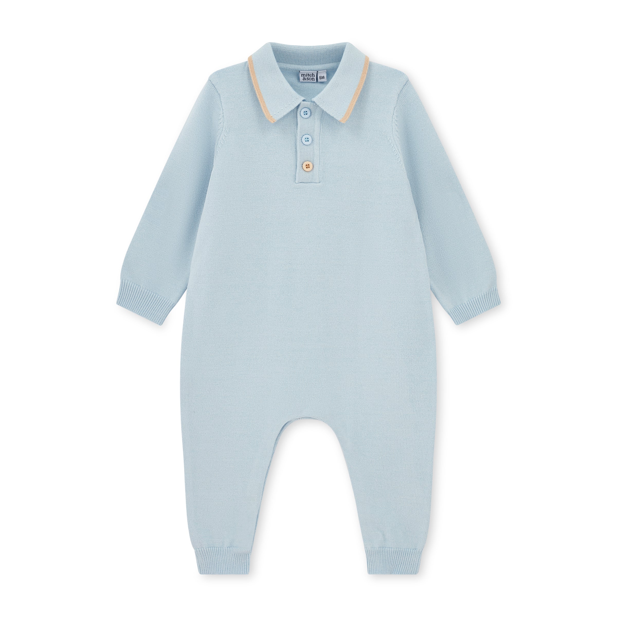 AW25 Mitch & Son Mini MACK Blue Knitted Polo Romper