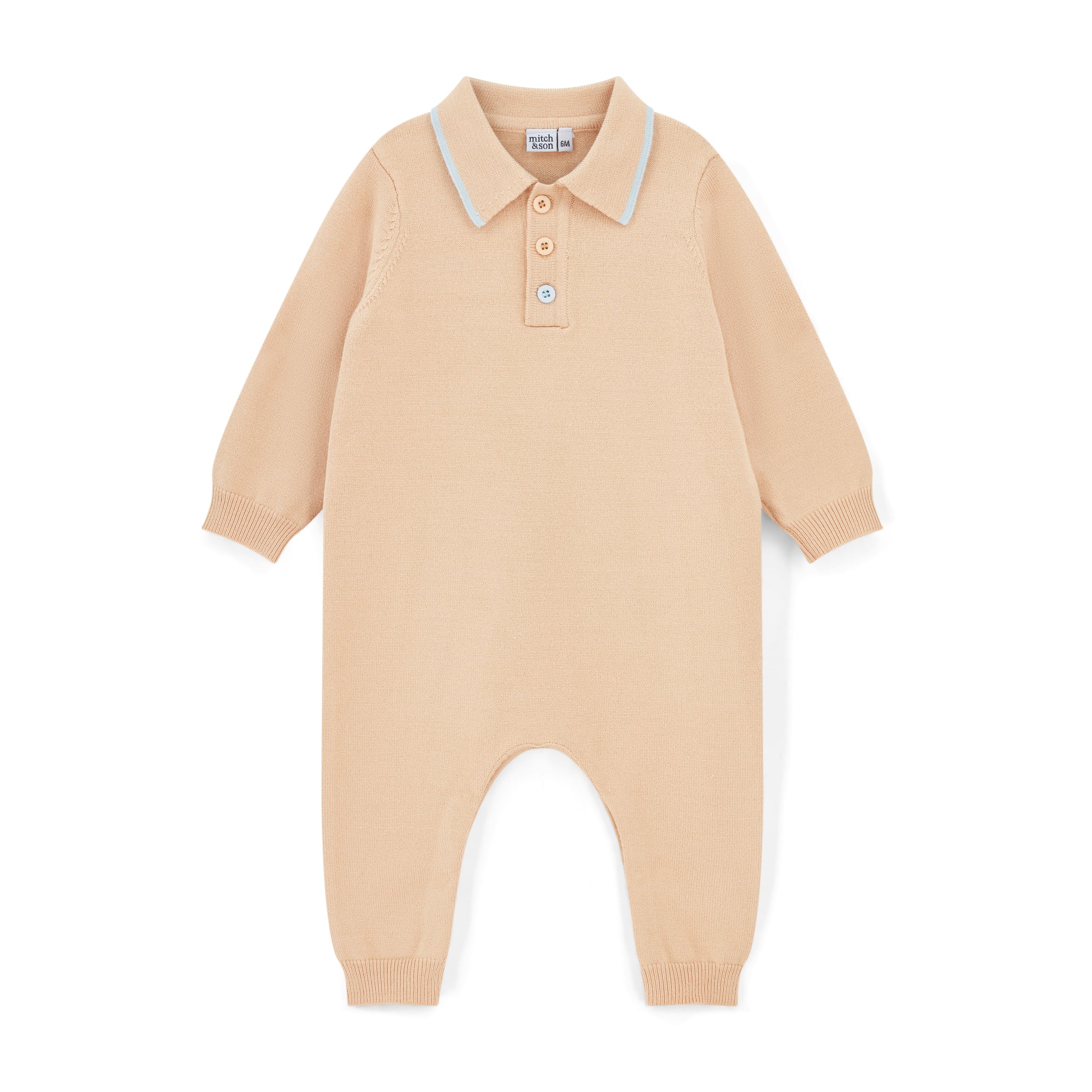 AW25 Mitch & Son Mini MACK Beige Knitted Polo Romper