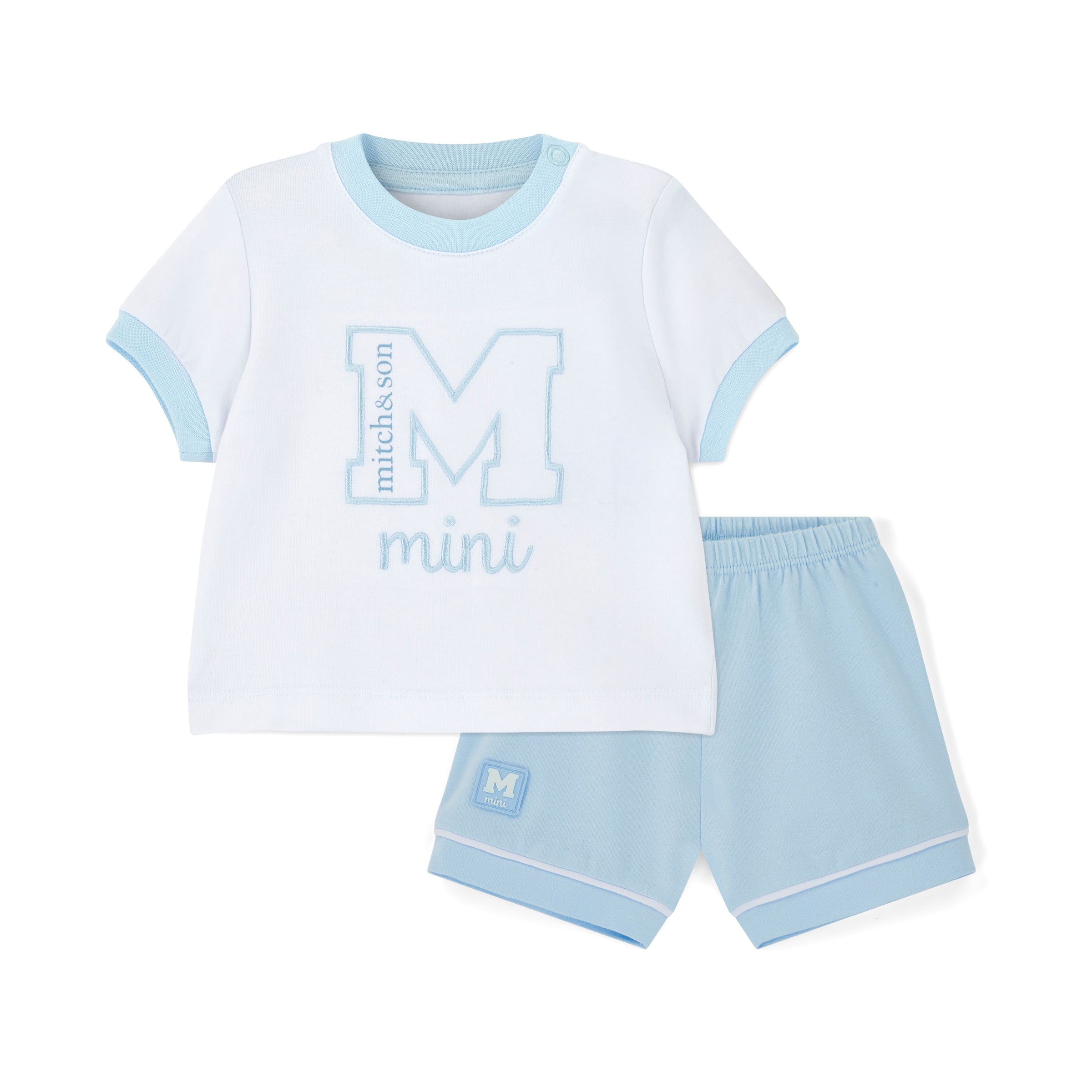 PREORDER SS26 Mitch & Son Mini NICO Blue & White Logo Shorts Set