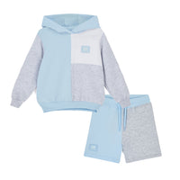PREORDER SS26 Mitch & Son OMAR Blue Grey & White Hooded Shorts Set