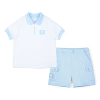PREORDER SS26 Mitch & Son OAKLAND Blue & White Polo Zipper Shorts Set