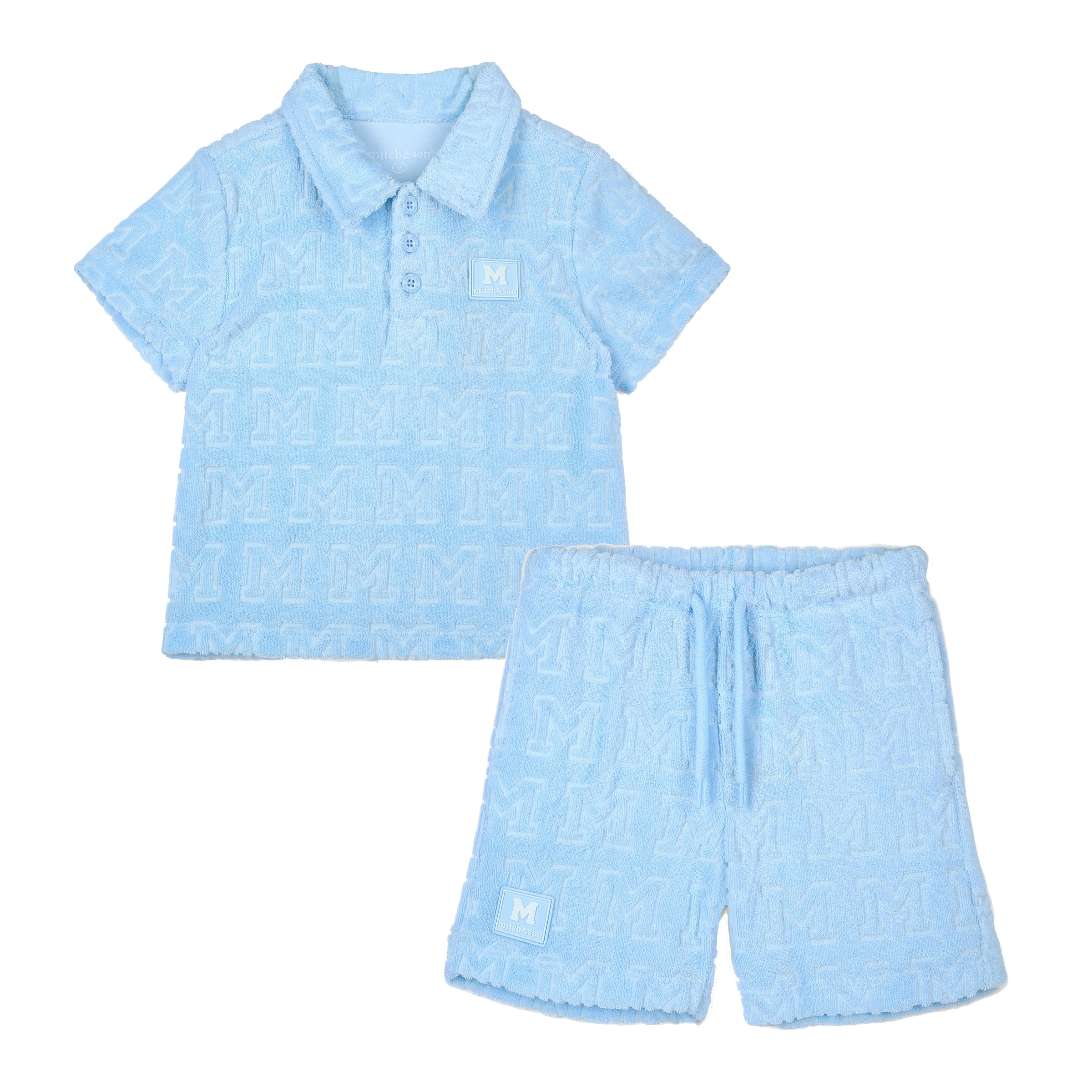 PREORDER SS26 Mitch & Son ORION Blue Terry Towelling Polo Shorts Set