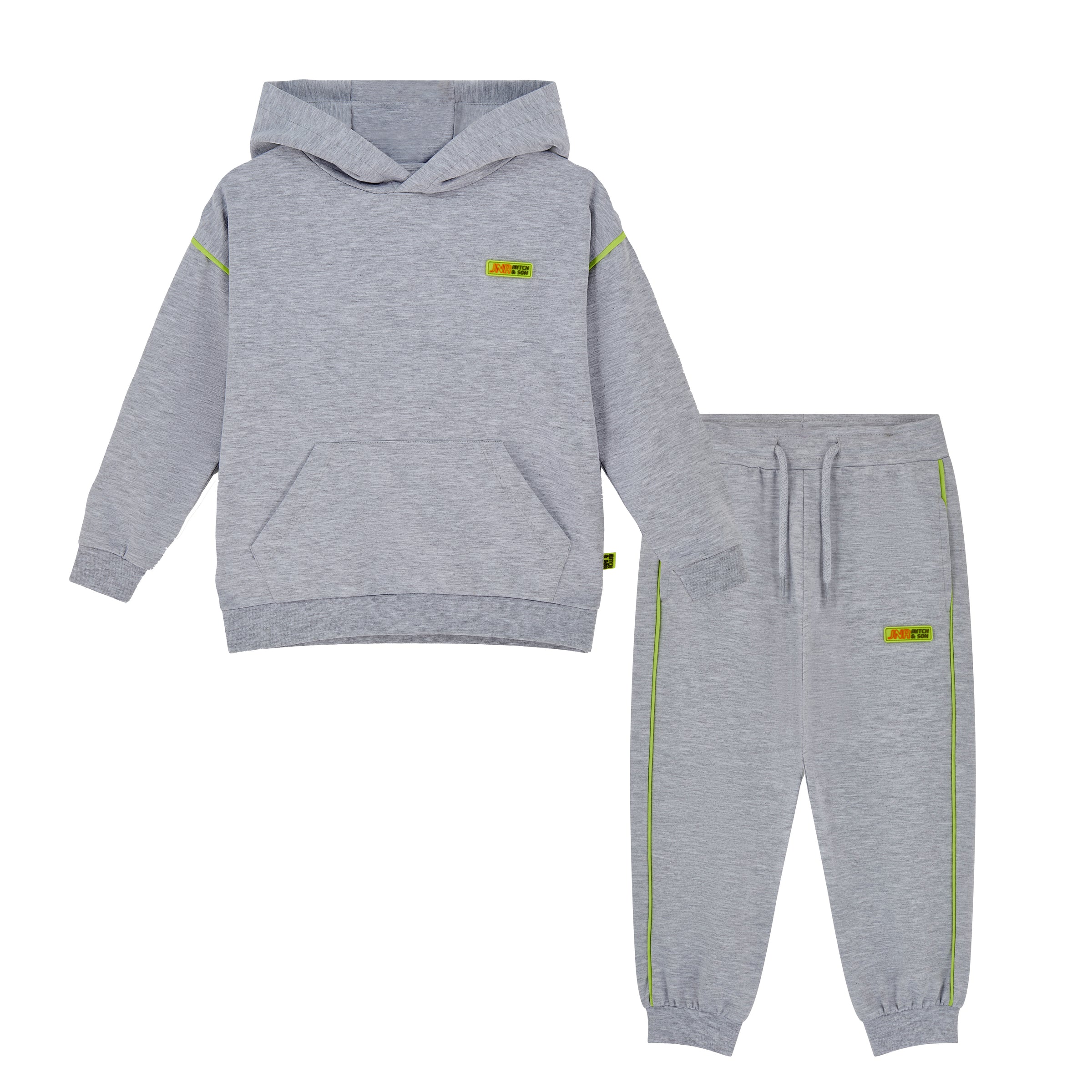 PREORDER SS26 Mitch & Son JNR REESE Grey Green & Orange Hooded Logo Tracksuit