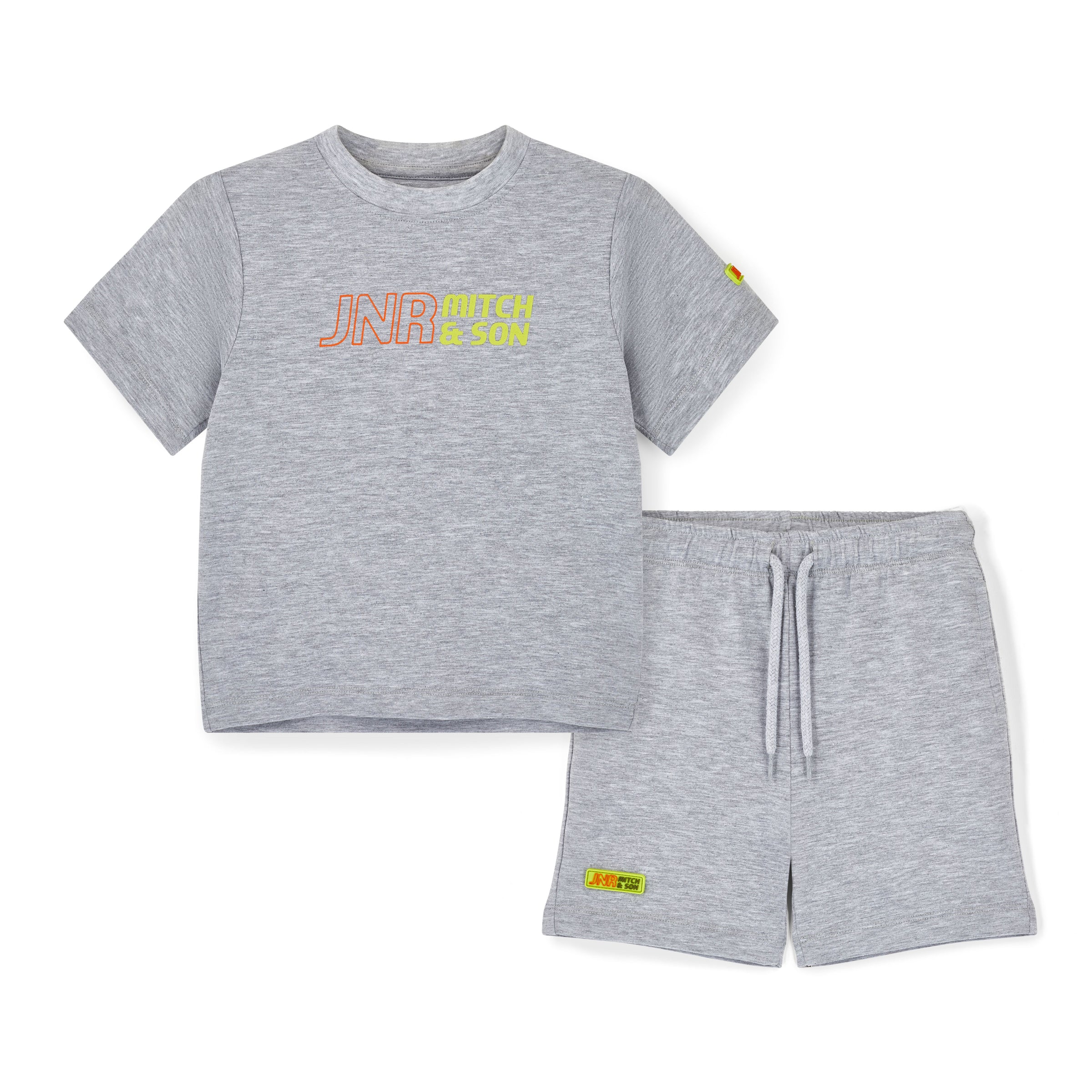 PREORDER SS26 Mitch & Son JNR RAY Grey Green & Orange Logo Shorts Set