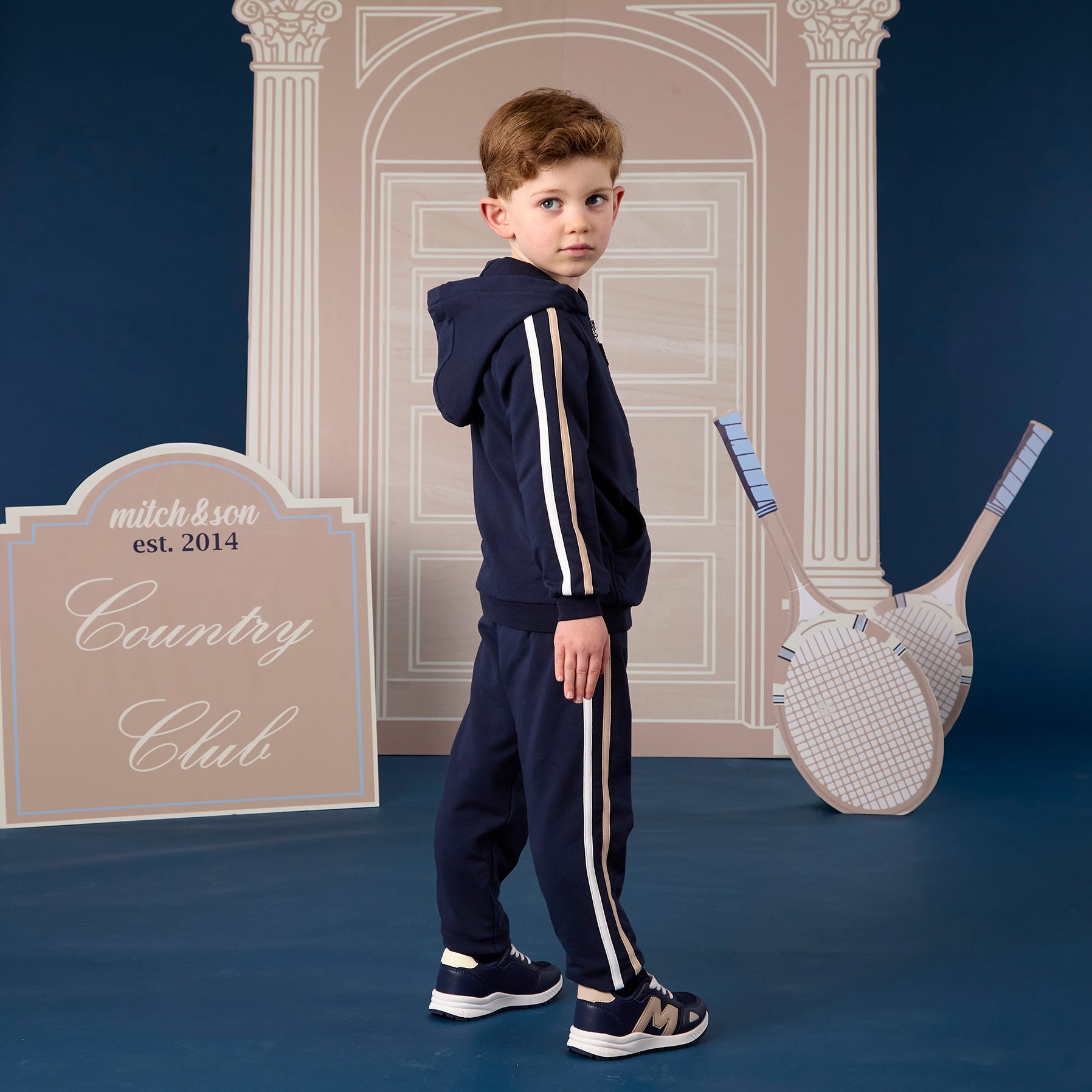 Mitch & Son Boys SANTINO & SAMMY Navy Three Piece Tracksuit