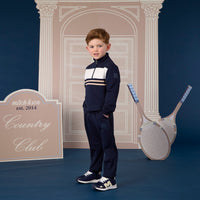 Mitch & Son Boys SAMSON Navy Quarter Zip Tracksuit