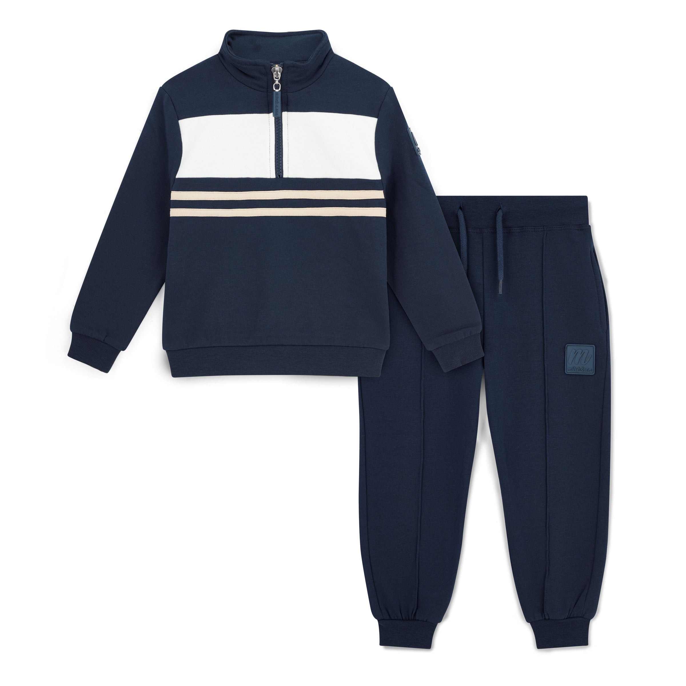 Mitch & Son Boys SAMSON Navy Quarter Zip Tracksuit