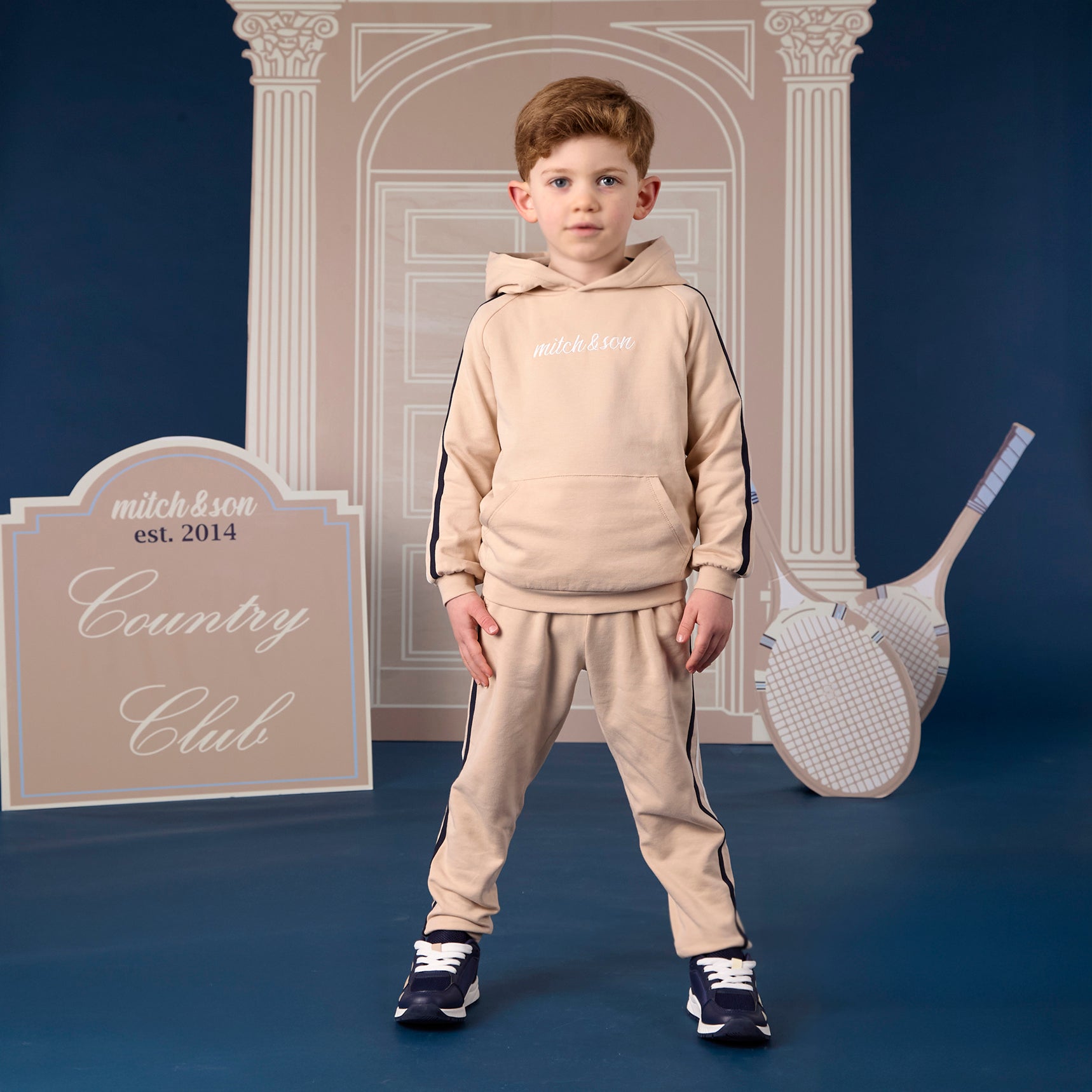 Mitch & Son Boys SCOTT Beige Hoody Tracksuit