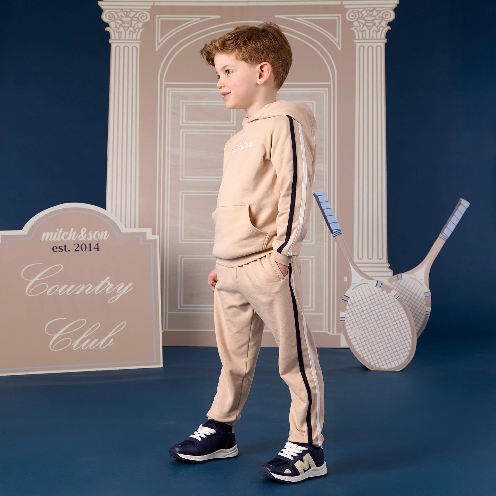 Mitch & Son Boys SCOTT Beige Hoody Tracksuit