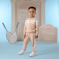 Mitch & Son Boys TRAVIS Beige Knitted Tracksuit
