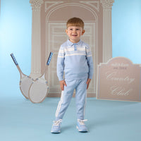 Mitch & Son Boys TRAVIS Blue Knitted Tracksuit