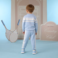 Mitch & Son Boys TRAVIS Blue Knitted Tracksuit
