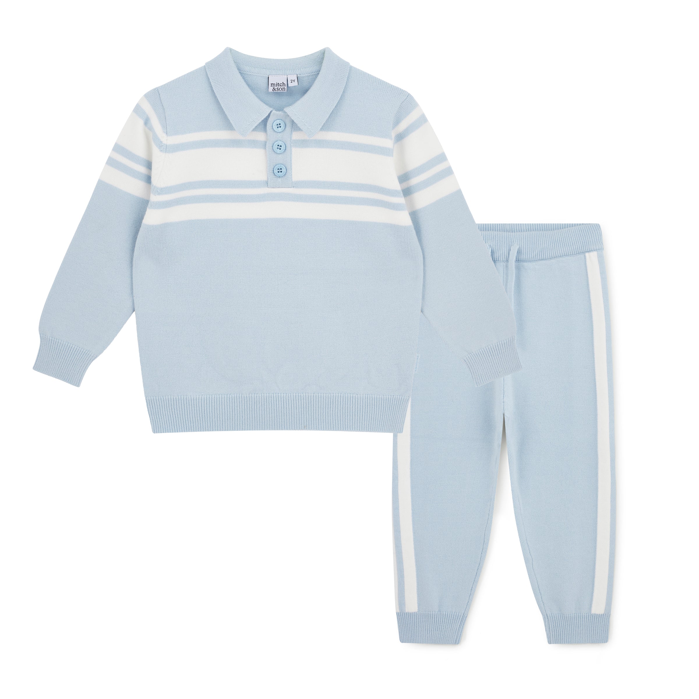 Mitch & Son Boys TRAVIS Blue Knitted Tracksuit