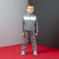 Mitch & Son Boys TYLER Grey Quarter Zip Tracksuit