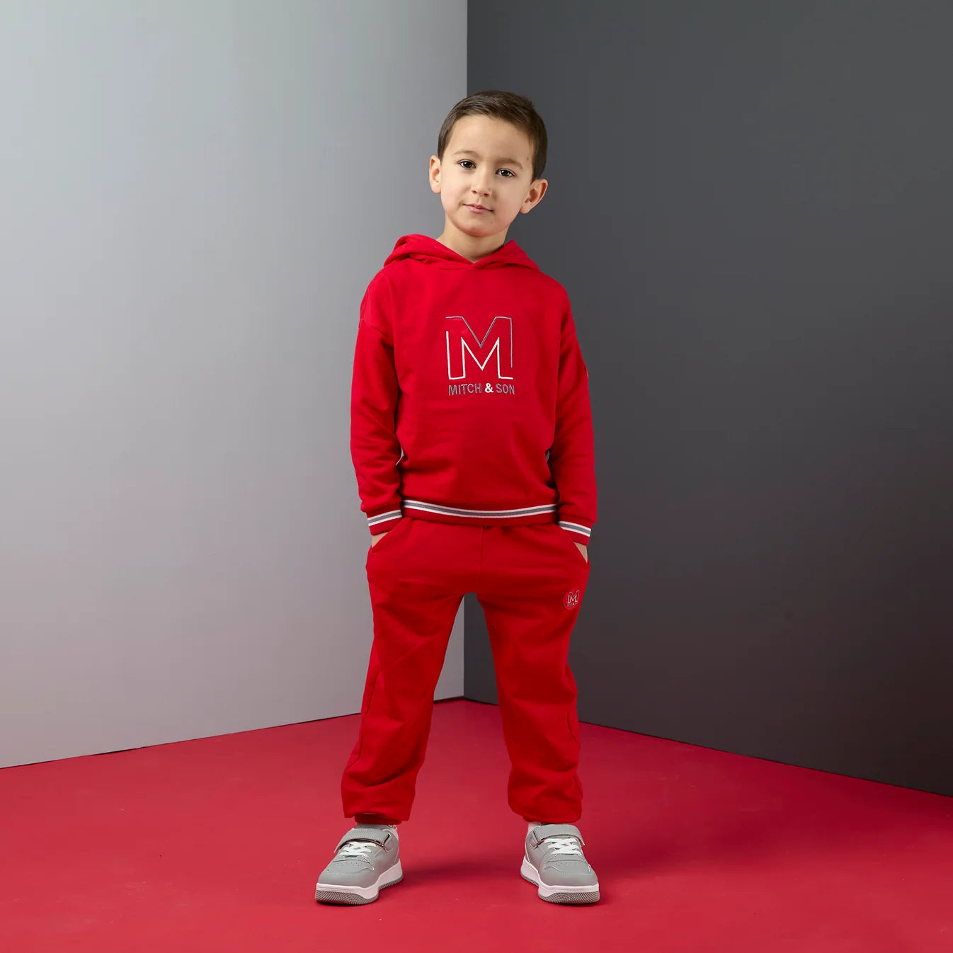 Mitch & Son Boys TATE Red Hoody Tracksuit