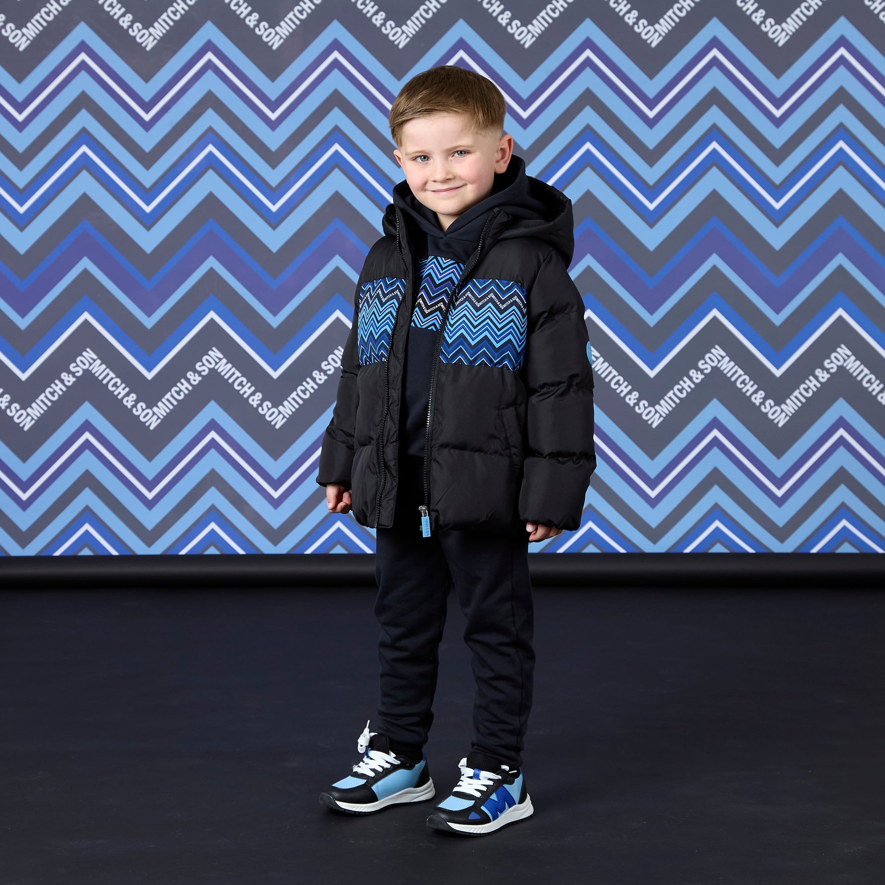 Mitch & Son Boys WYATT Black Zig Zag Coat