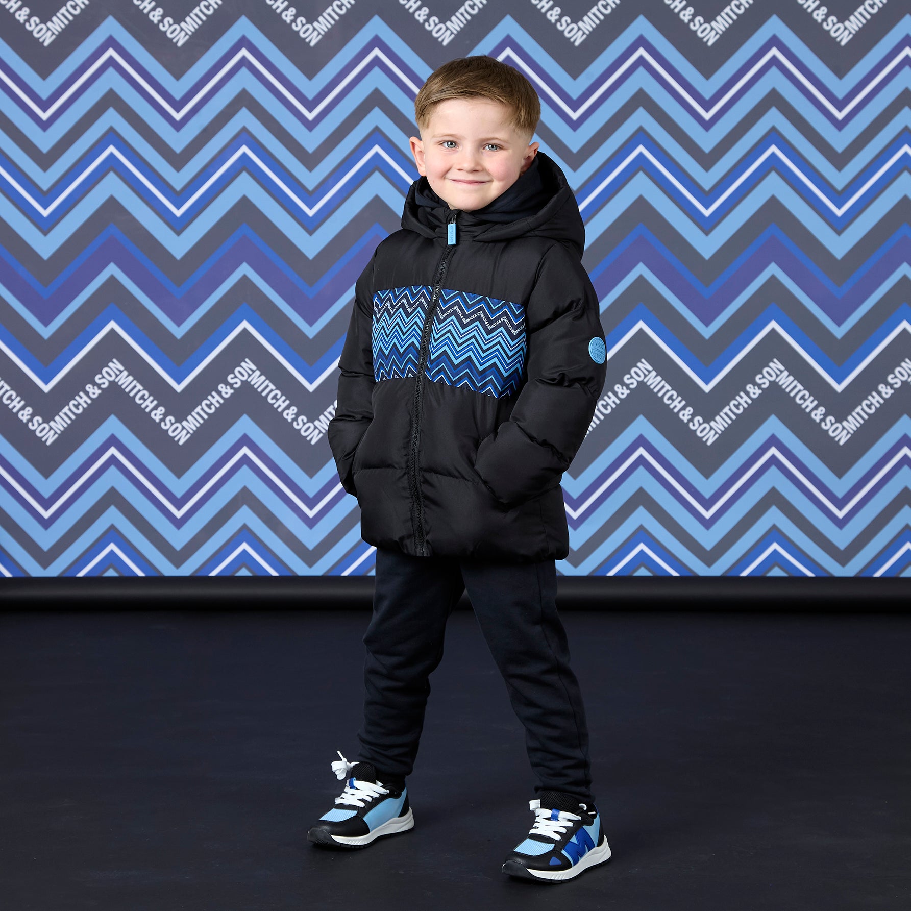 Mitch & Son Boys WYATT Black Zig Zag Coat