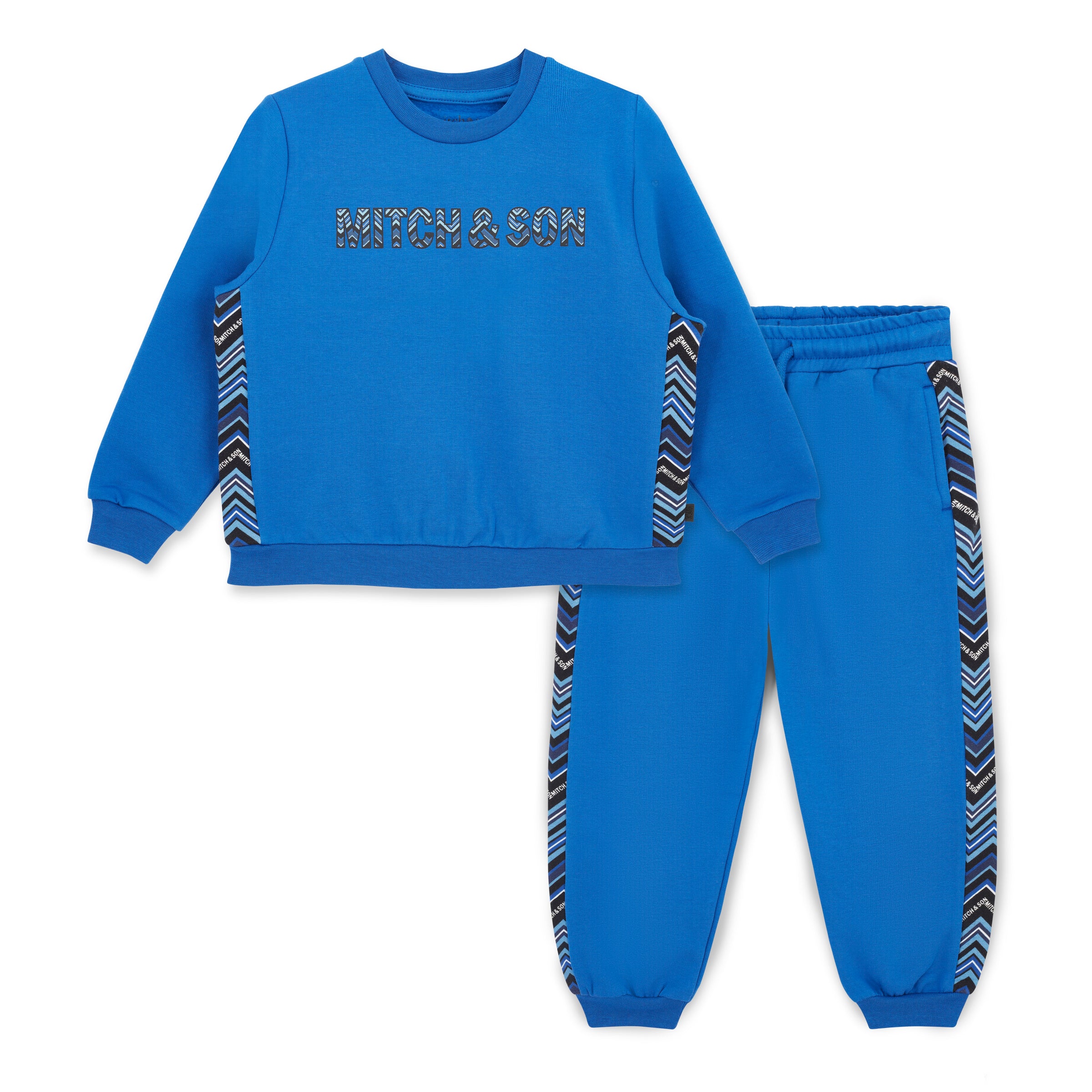 Mitch & Son Boys WARNER Blue Zig Zag Tracksuit