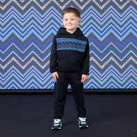 Mitch & Son Boys WATSON Black Zig Zag Hoody Tracksuit
