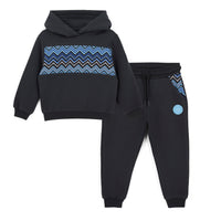 Mitch & Son Boys WATSON Black Zig Zag Hoody Tracksuit