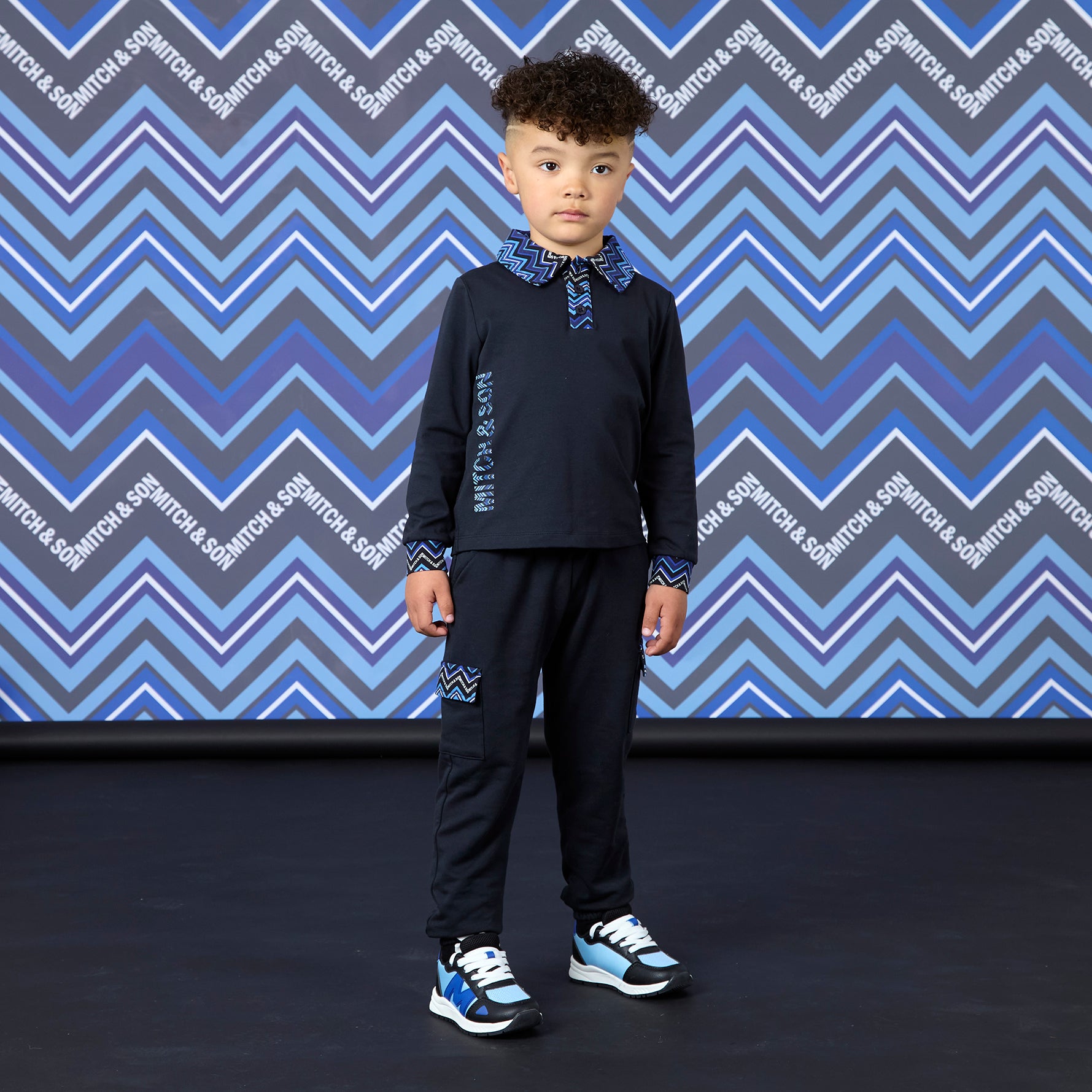 Mitch & Son Boys WRIGHT & WESSON Black Polo Trousers Set