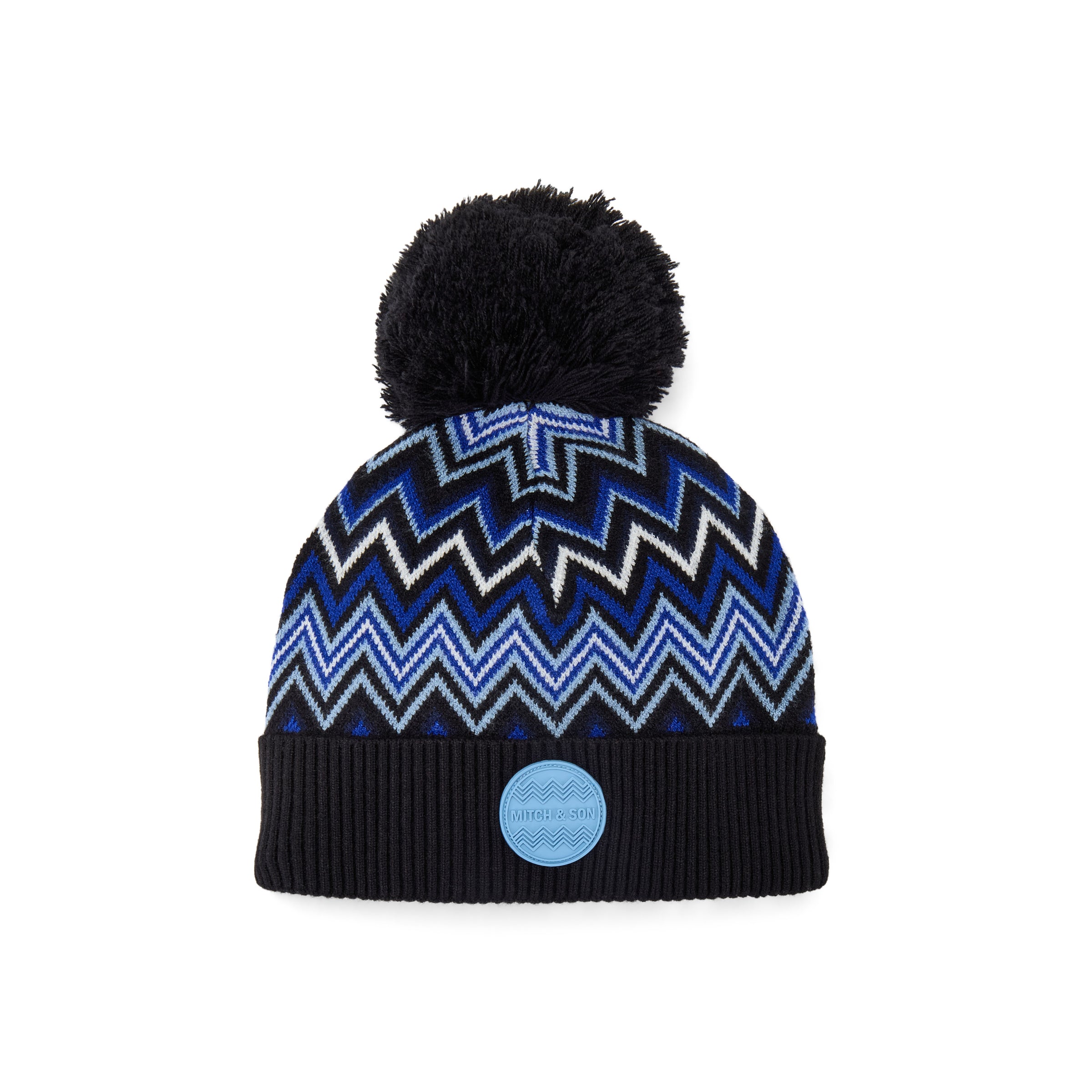 Mitch & Son Boys WREN Black Zig Zag Pom Pom Hat