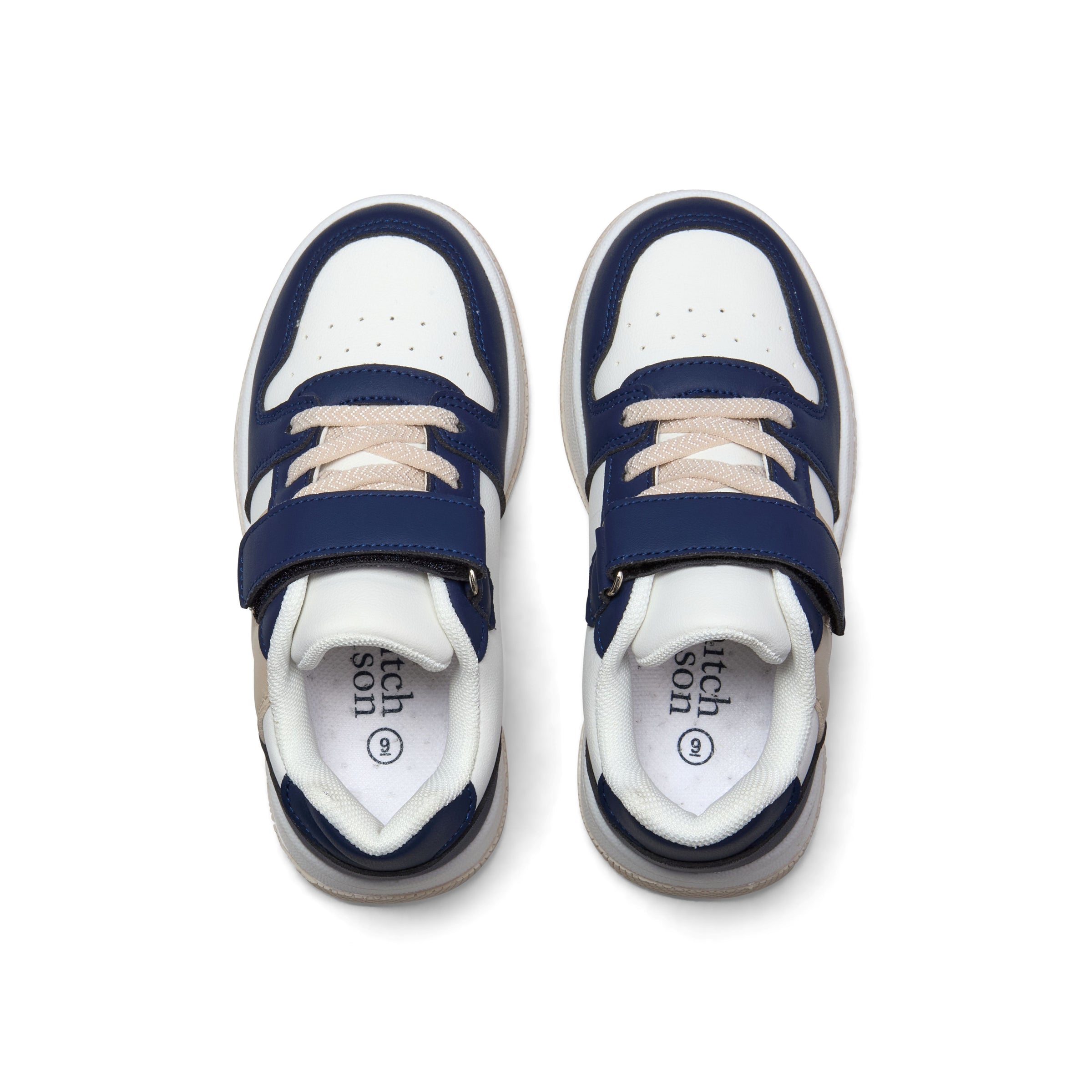 PREORDER SS26 Mitch & Son JUMP LOW Navy Blue White & Beige Logo Trainers