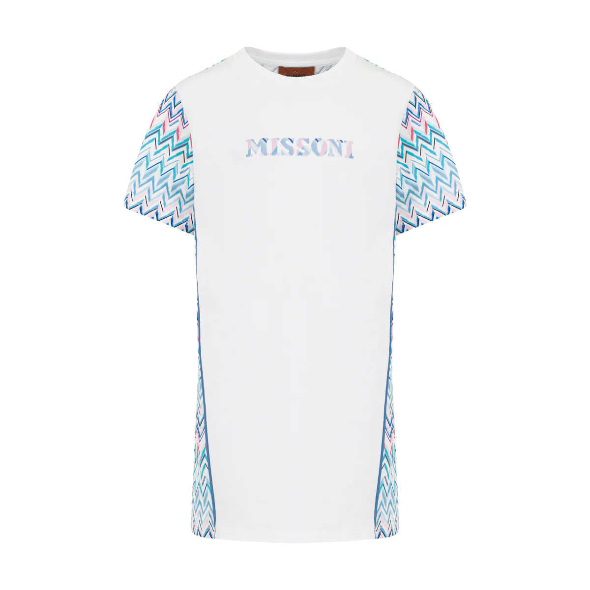 SS26 Missoni Blue & White Multicoloured Chevron Logo Dress