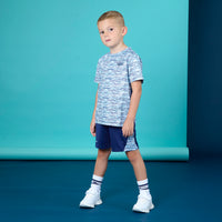 SS25 Mitch & Son Junior HECTOR White & Navy Blue Space Dye Poly Shorts Set