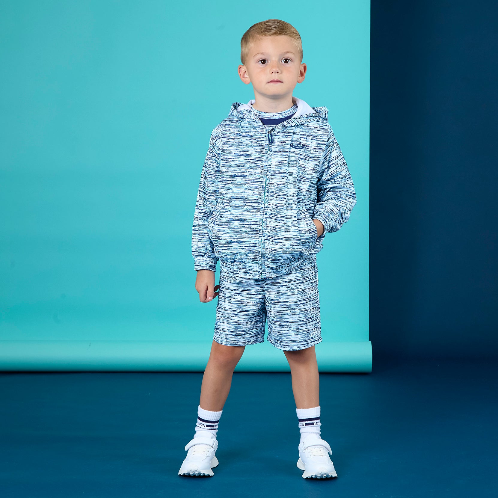 SS25 Mitch & Son Junior HARRY White Space Dye Hooded Jacket