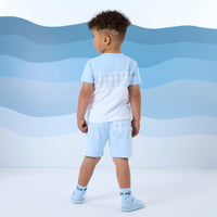 SS25 Mitch & Son FRANCISCO Blue & White Gingham Soft Shorts Set