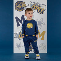 AW25 Mitch & Son KING Navy Blue & Yellow Baseball League Logo Tracksuit