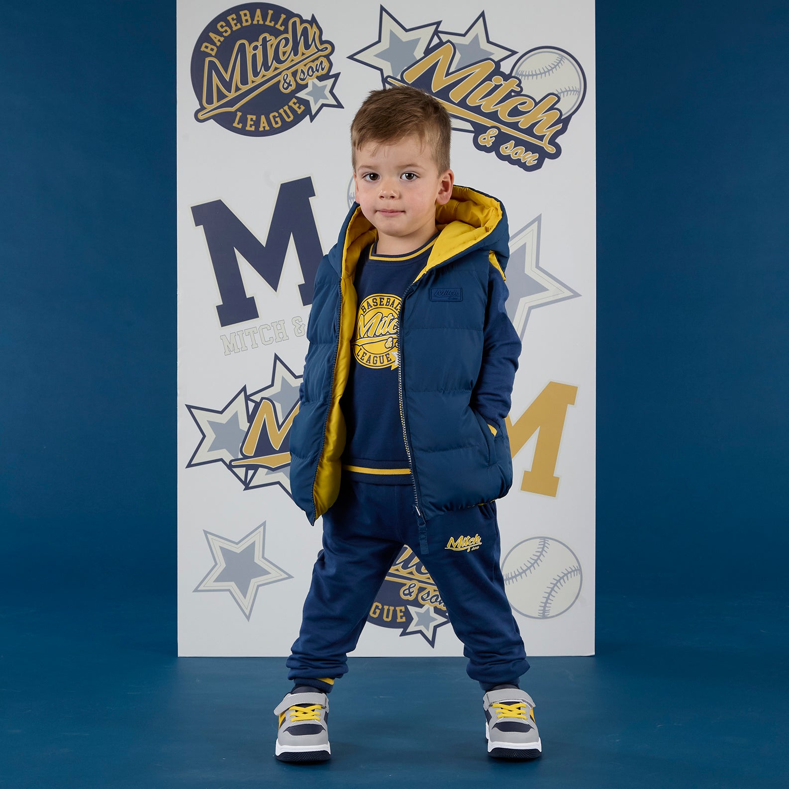 AW25 Mitch & Son JAMES Navy Blue & Yellow Reversible Gilet