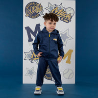 AW25 Mitch & Son KEV & KEANU Navy Blue & White Three Piece Zipper Tracksuit