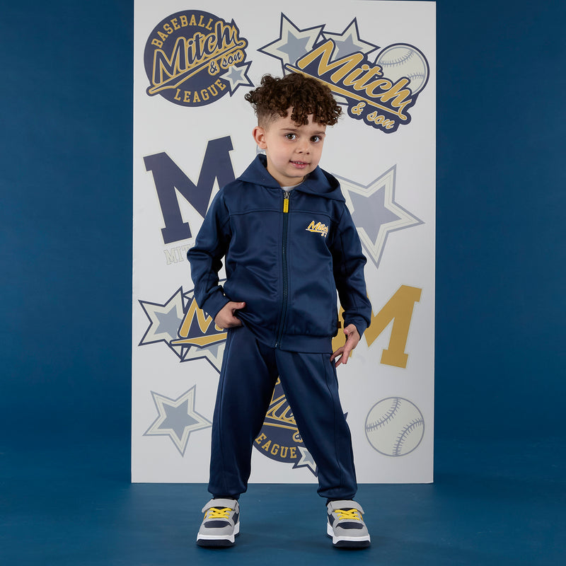 AW25 Mitch & Son KEV & KEANU Navy Blue & White Three Piece Zipper Tracksuit