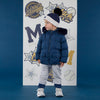AW25 Mitch & Son JACK Navy Blue Faux Fur Trim Coat