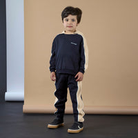 AW25 Mitch & Son JNR LAWRENCE Black Beige & White Logo Stripe Hoody Tracksuit