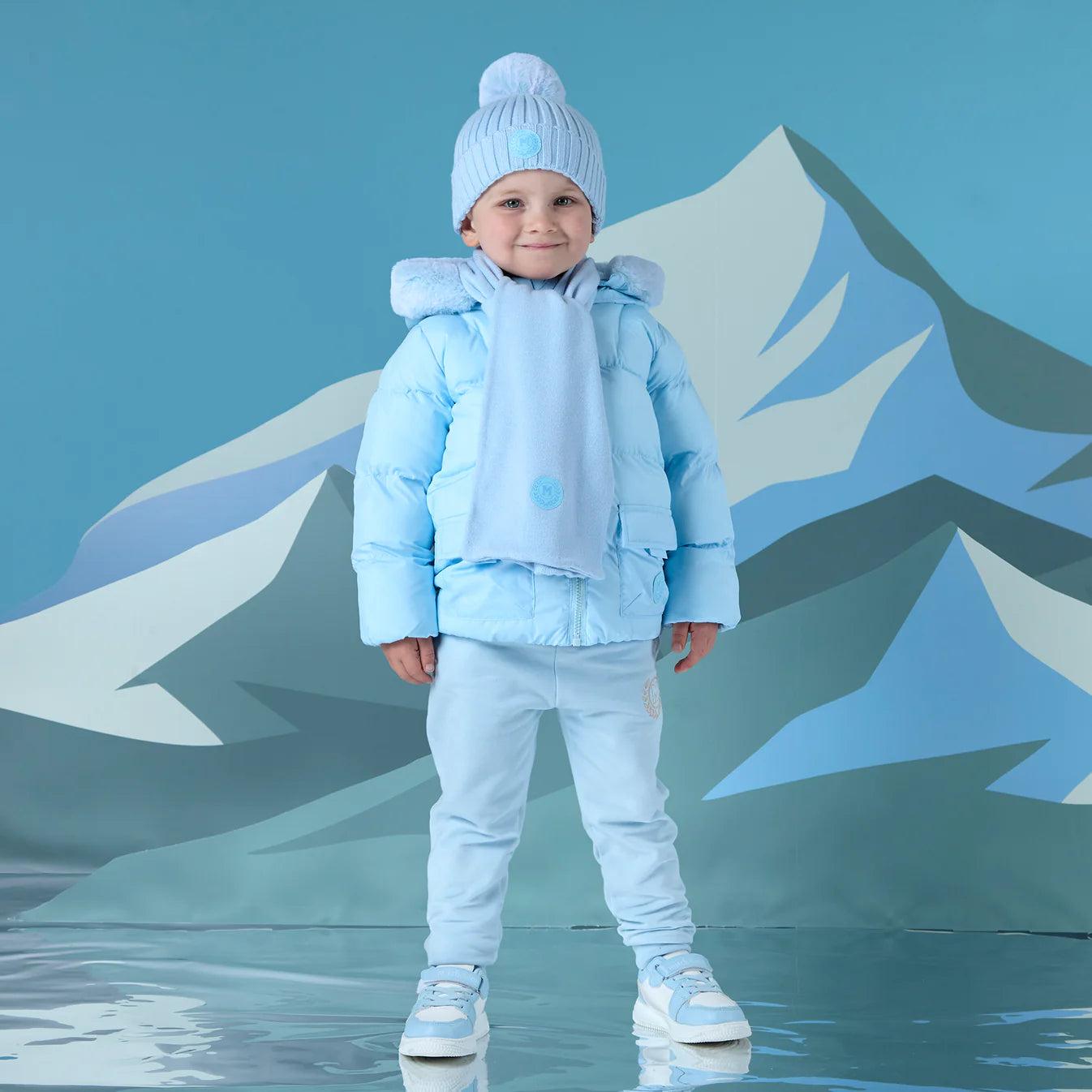 AW25 Mitch & Son JOEL Blue Knitted Scarf